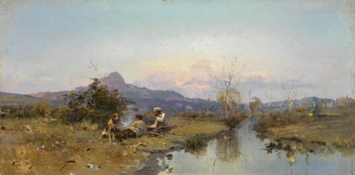 The Hunters at Rest. Artist: Vasilkovsky, Sergei Ivanovich (1854-1917)