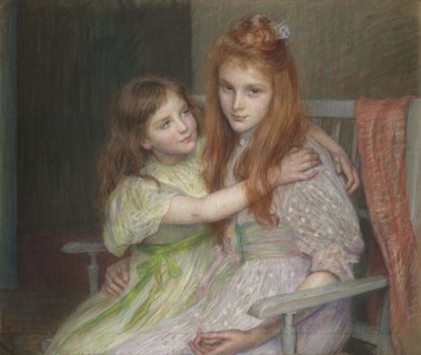 Two girls sitting on a bench. Artist: Breslau, Louise-Cathérine (1856-1927)