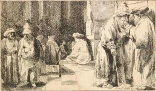 Jews in the Synagogue. Artist: Rembrandt van Rhijn (1606-1669)