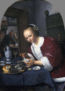 Girl with oysters. Artist: Steen, Jan Havicksz (1626-1679)