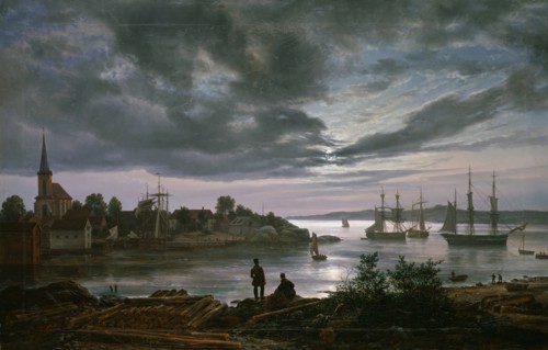 Larvik by Moonlight. Artist: Dahl, Johan Christian Clausen (1788-1857)