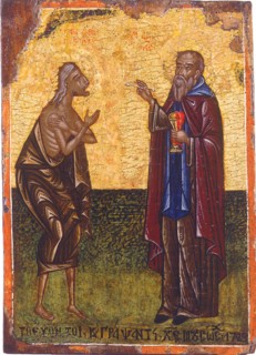 The Holy Communion of Saint Mary of Egypt. Artist: Anonymous