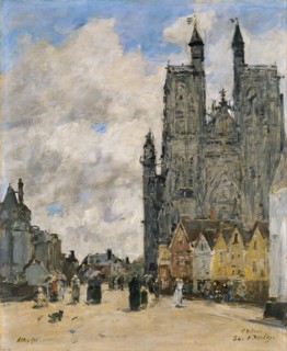 The Square of the Church of Saint Vulfran in Abbeville. Artist: Boudin, Eugène-Louis (1824-1898)