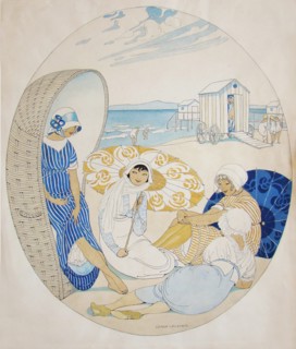 Chatting on the Danish Beach. Artist: Wegener, Gerda (1886-1940)