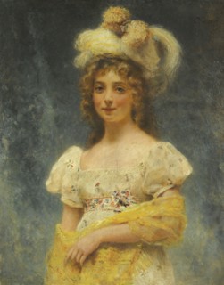 Portrait of a Lady in a Yellow Shawl. Artist: Makovsky, Konstantin Yegorovich (1839-1915)