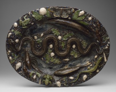 Rustic Ware: Dish with Animal and Plant Ornaments, Second half of the16th cen. Artist: Palissy, Bernard (1510-1589/90)