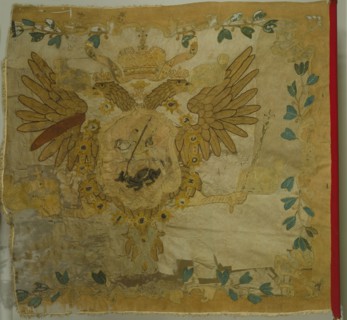 Saint George Flag of the Infantry Regiment at the Time of Anna Ioannovna, 1730s. Artist: Flags, Banners and Standards