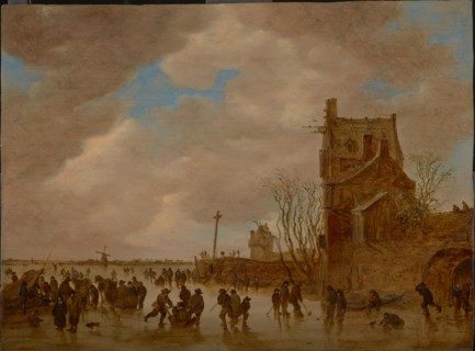 Ice pleasures in front of a bridge tower, 1655. Artist: Goyen, Jan Josefsz, van (1596-1656)