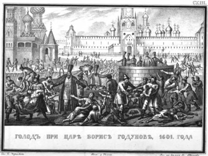 Famine during the reign of Boris Godunov (From Illustrated Karamzin), 1836. Artist: Chorikov, Boris Artemyevich (1802-1866)