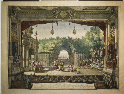 Ballet Le Turc Généreux in the Vienna Burgtheater, 1758. Artist: Bellotto, Bernardo (1720-1780)