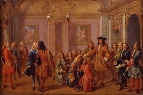 First Ennoblement of the Knights of the Order of Saint-Louis by Louis XIV in Versailles on 8 May 169 Artist: Marot, François (1666-1719)