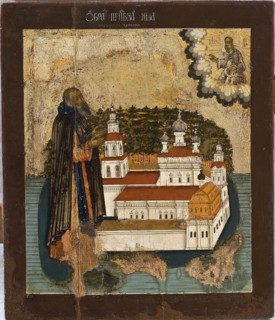 Saint Nilus of Lake Seliger, 18th century. Artist: Russian icon