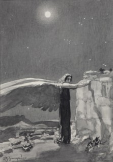 Illustration to the poem The Demon by Mikhail Lermontov, 1913-1914. Artist: Zamiraylo, Viktor Dmitrievich (1868-1939)