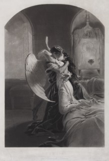 Tamara and Demon. Illustration to the poem The Demon by Mikhail Lermontov, c. 1880. Artist: Zichy, Mihály (1827-1906)