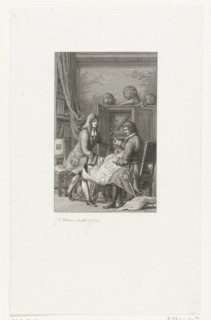 Tsar Peter the Great and Mayor Nicolaes Witsen studying a map, 1814. Artist: Marcus, Jacob Ernst (1774-1826)