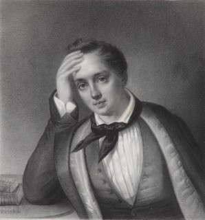 Portrait of the poet Yevgeny Abramovich Baratynsky (1800-1844), 1830s. Artist: Chevalier, Ferdinand (active Mid of 19th cen.)
