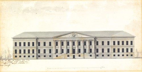 Elevation of the the facade of the Academy of Science in St. Petersburg . Artist: Quarenghi, Giacomo Antonio Domenico (1744-1817)