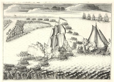 The battle at the mouth of the Neva on May 18, 1703, 1720s. Artist: Zubov, Alexei Fyodorovich (1682-after 1750)