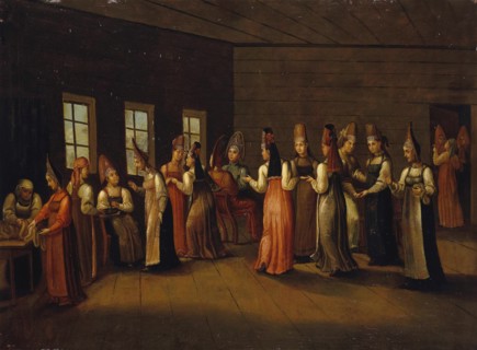 Eve-of-the-wedding party in a Merchant's House, First quarter of 19th century. Artist: Anonymous
