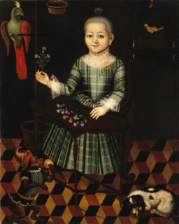 Girl with parrot, Mid of the 18th century. Artist: Anonymous