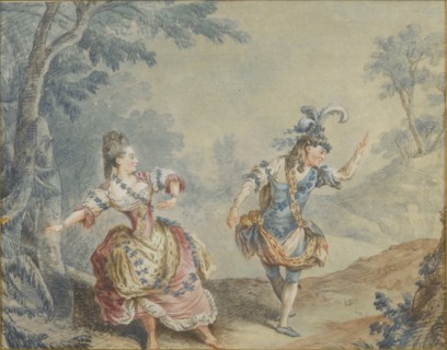 Marie Allard and Jean Dauberval in the opéra-ballet Silvie. Artist: Carmontelle, Louis (1717-1806)