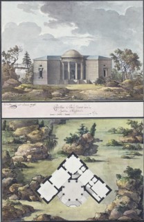 Pavilion in the English garden, 1795. Artist: Thomas de Thomon, Jean François (1754-1813)