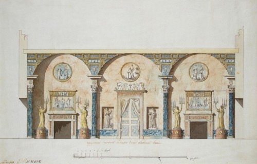Design for the main hall in the Agate Pavilion at Tsarskoye Selo, Early 1780s. Artist: Cameron, Charles (ca. 1730/40-1812)