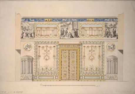 Design for the Lyons Hall (Yellow Drawing-Room) in the Great Palace of Tsarskoye Selo, Early 1780s. Artist: Cameron, Charles (ca. 1730/40-1812)