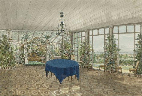 Winter Garden in the Pavlino Estate of Vielgorsky, 1834. Artist: Kolmann, Karl Ivanovich (1786-1846)