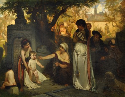 The Old Jewish Cemetery in Prague, 1857. Artist: Cermak, Jaroslav (1831-1878)