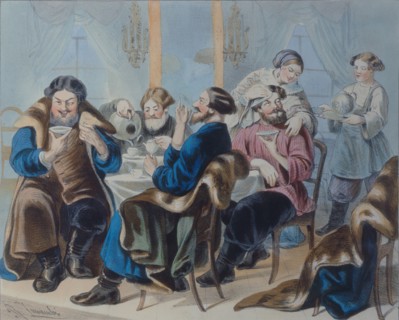 Tea and Sugar. Tea drinking in a tavern, First quarter of 19th century Artist: Zhukovsky, Rudolf Kasimirovich (1814-1886)