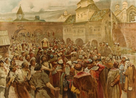 The Veche in the republic of Novgorod, 1907. Artist: Lebedev, Klavdi Vasilyevich (1852-1916)