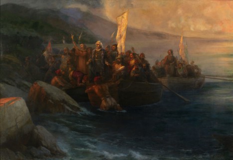 The Disembarkation of Christopher Columbus on San Salvador, 12th October 1492, 1892. Artist: Aivazovsky, Ivan Konstantinovich (1817-1900)