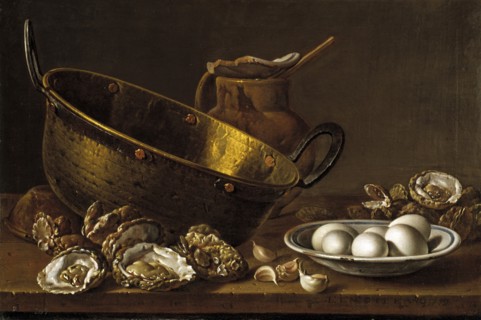Still life with oysters, garlic and eggs, 1772. Artist: Meléndez, Luis Egidio (1716-1780)