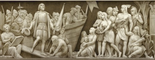 Landing of Christopher Columbus (The frieze in the Rotunda of the United States Capitol), 1860-1873. Artist: Brumidi, Constantino (1805-1880)