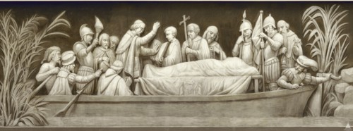 Burial of Hernando De Soto (The frieze in the Rotunda of the United States Capitol), 1860-1873. Artist: Brumidi, Constantino (1805-1880)