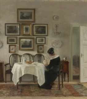 Mother and Child at the table. Artist: Holsøe, Carl (1863-1935)