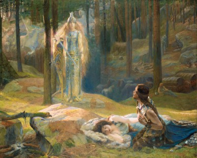 The Revelation. Brunhilde Seeing Siegmund And Sieglinde, 1893. Artist: Bussière, Gaston (1862-1928)