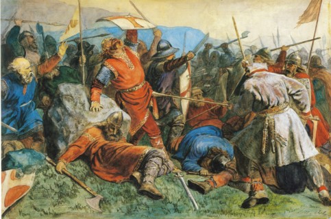Saint Olav at the Battle of Stiklestad, 1859. Artist: Arbo, Peter Nicolai (1831-1892)