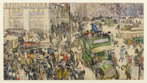 Christmas Shoppers, Madison Square, 1912. Artist: Glackens, William James (1870-1938)