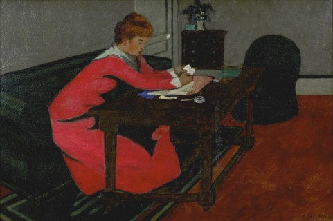 Misia at her desk, 1897. Artist: Vallotton, Felix Edouard (1865-1925)