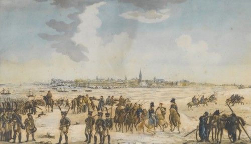 The Crossing of the Rhine near Düsseldorf by the Russian Army, 13 January 1814, 1814. Artist: Anonymous