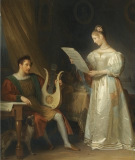 Interior with a Man holding a Lyre and a Woman with a Music Score. Artist: Gérard, Marguerite (1761-1837)