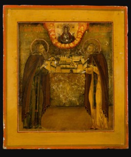 Saints Zosima and Savvatiy of Solovki, Late 18th cent.. Artist: Russian icon