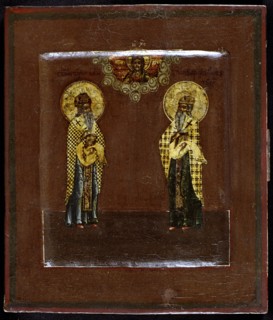Saints Gurias of Kazan and Varsonofius of Tver, 17th century. Artist: Russian icon