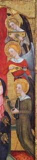 Madonna with Angels Playing Music (Detail), ca 1380. Artist: Serra, Pere (active ca 1357-1406)
