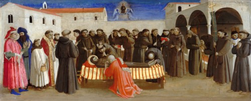 Lamentation over Saint Francis (Scenes from the life of Saint Francis of Assisi), ca 1429. Artist: Angelico, Fra Giovanni, da Fiesole (ca. 1400-1455)