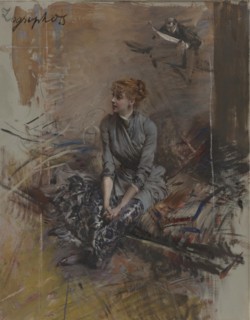 Portrait of the actress Gabrielle Réjane (1856-1920). Artist: Boldini, Giovanni (1842-1931)