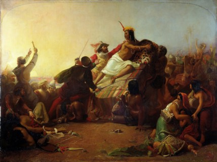 Pizarro Seizing the Inca of Peru, 1846. Artist: Millais, John Everett (1829-1896)