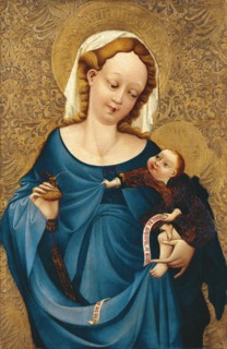 Madonna with the inkwell, ca 1430. Artist: Master of the Middle-Rhine